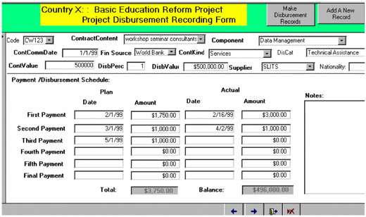 Figure 7: Disbursement Planner Input Form