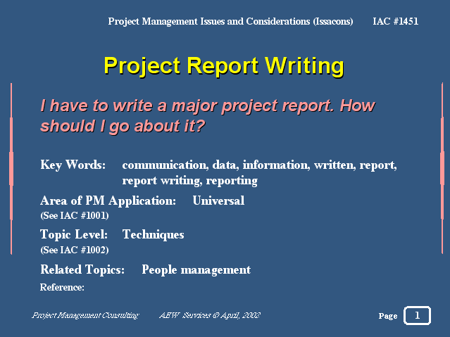 what is project report writing